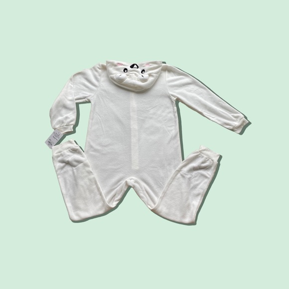 CUDDL DUDS Girl’s White Bear Hoodie One Piece Pajamas. Size:  S (6/6X) - Picture 3 of 7